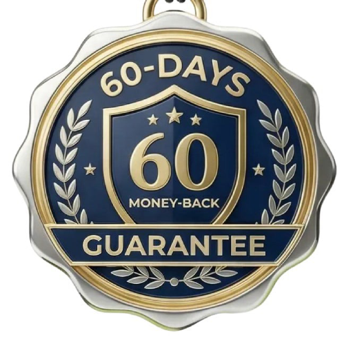 60 day satisfaction guarantee badge displayed for customer purchase confidence